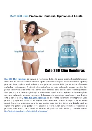 Keto 360 Slim Precio en Honduras, Opiniones & Estafa