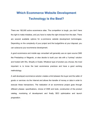 which ecommerce website development