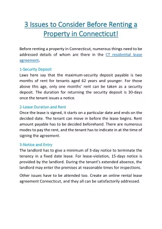 3 3 issues issues to to consider before renting