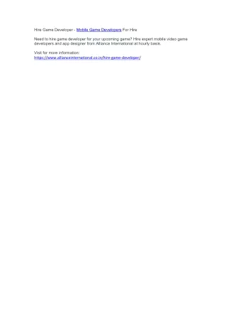 hire game developer mobile game developers