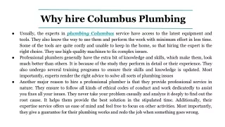 why hire columbus plumbing