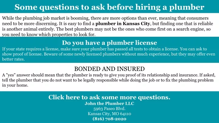 some questions to ask before hiring a plumber