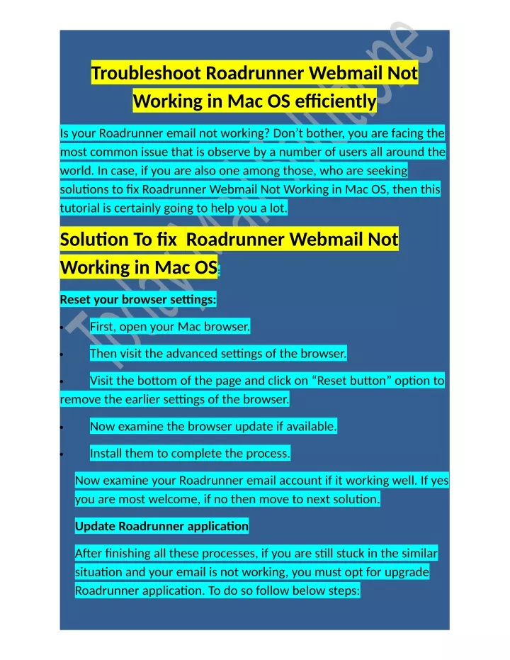 troubleshoot roadrunner webmail not working