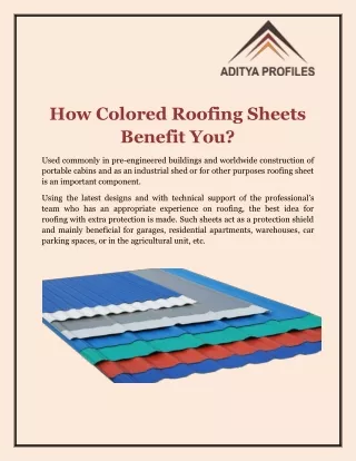 how colored roofing sheets benefit you