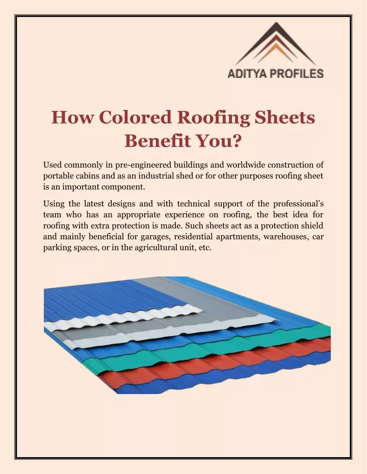 how colored roofing sheets benefit you