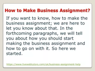 How to make business assignment?