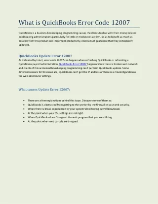 QuickBooks Error 12007 Updation Failed