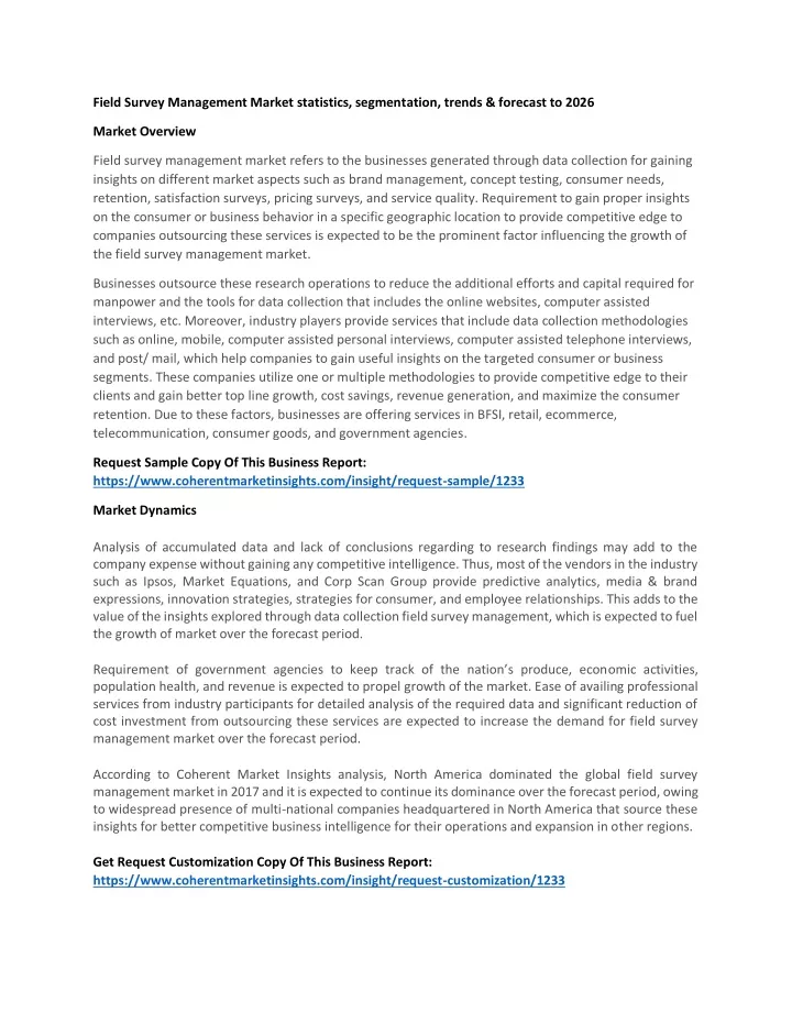 field survey management market statistics