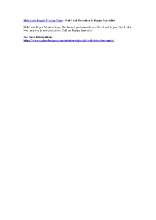 slab leak repair mission viejo slab leak