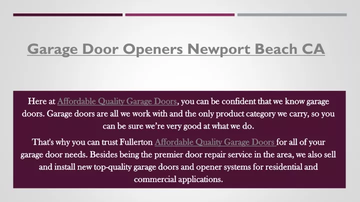garage door openers newport beach ca