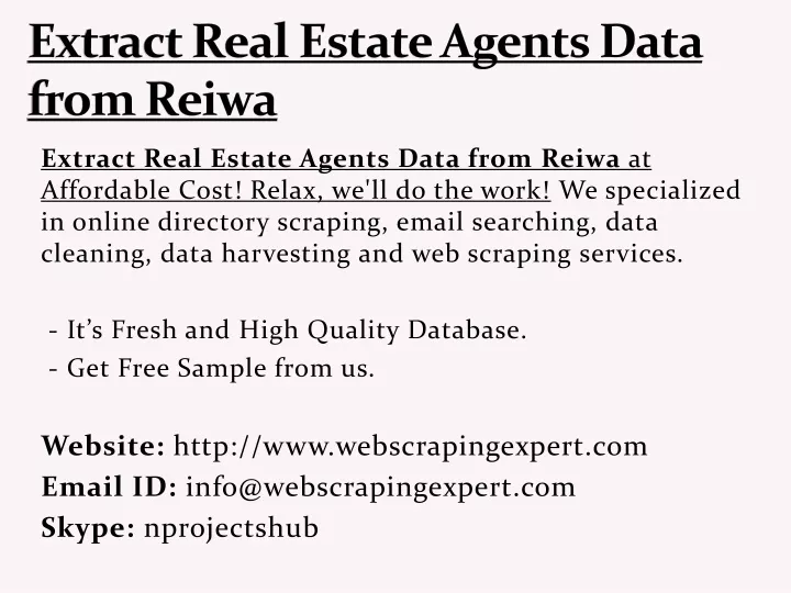 extract real estate agents data from reiwa