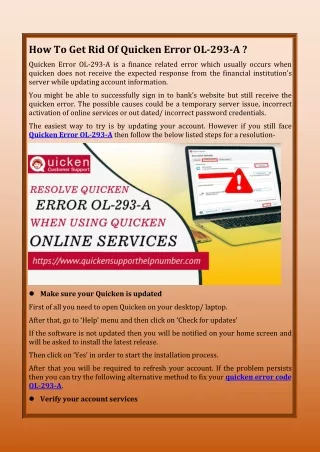 how to get rid of quicken error ol 293 a