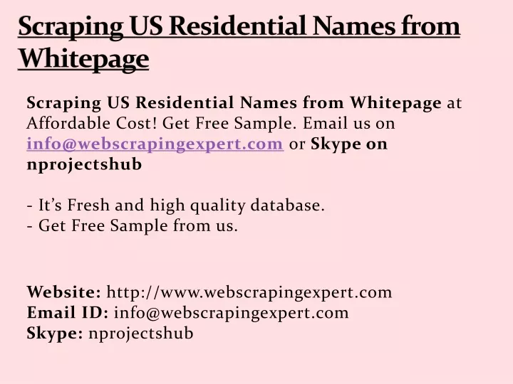 scraping us residential names from whitepage