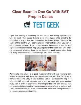 Clear Exam in One Go With SAT Prep in Dallas
