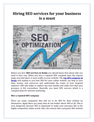 Hiring SEO services for your business is a must