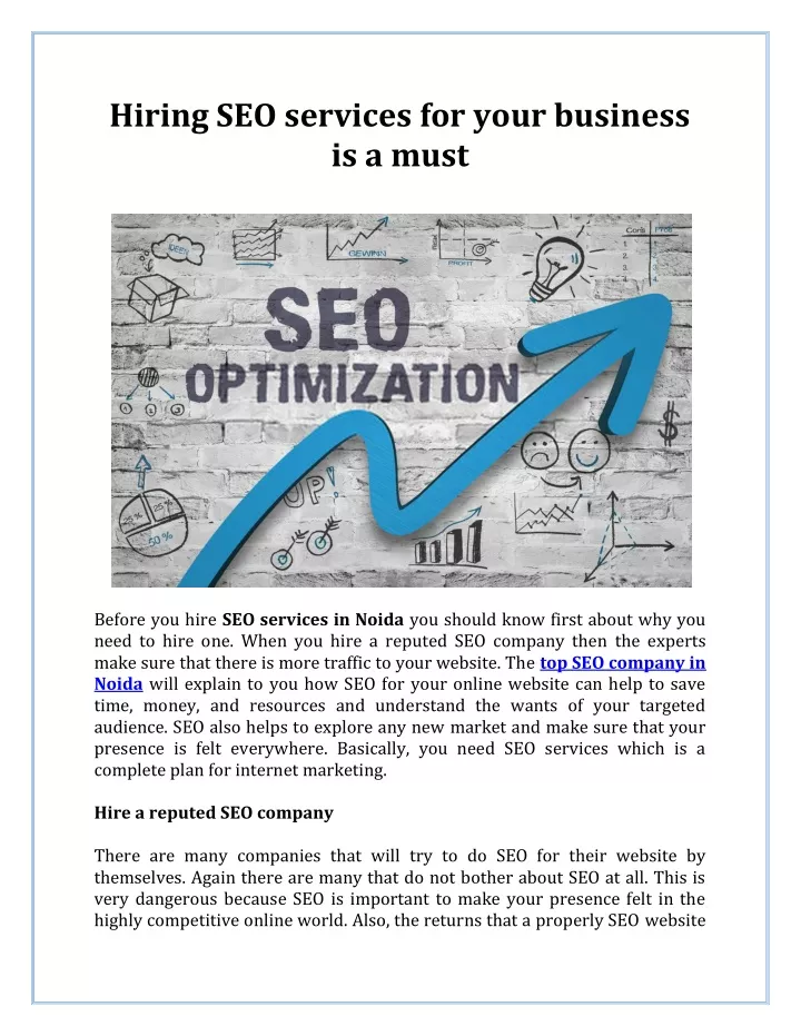 hiring seo services for your business is a must