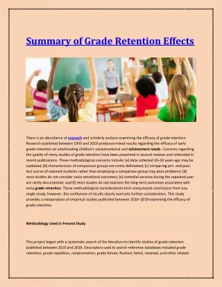 summary of grade retention effects