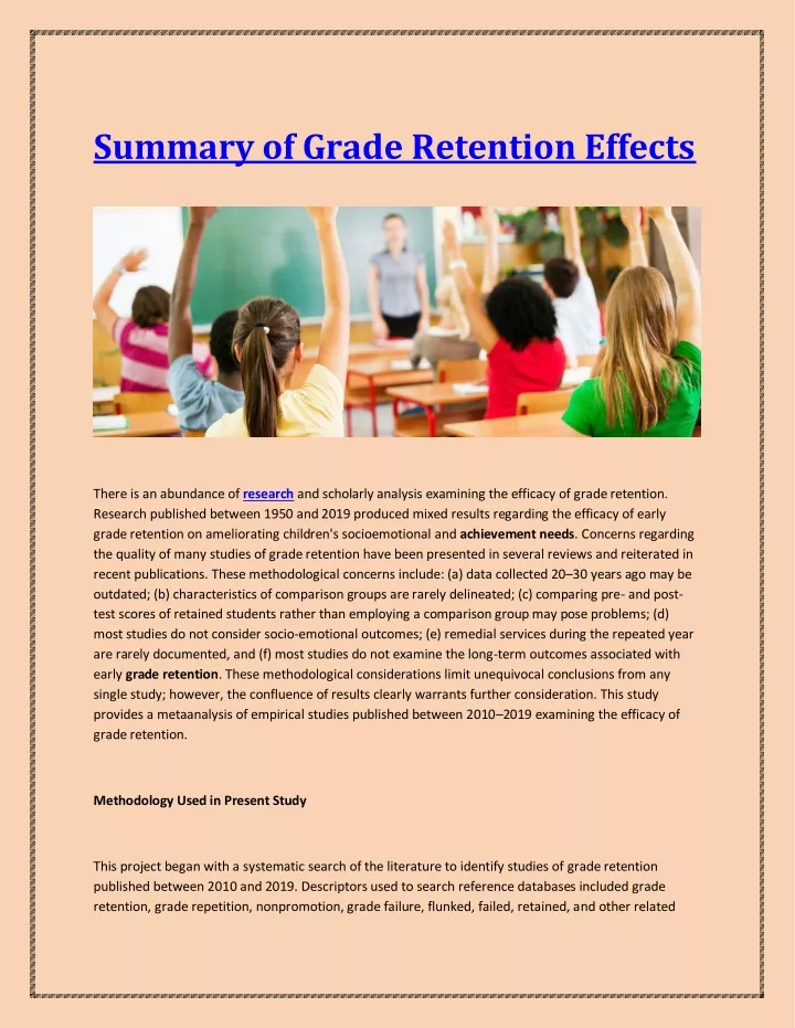 summary of grade retention effects