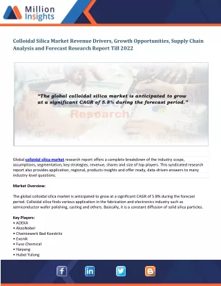 colloidal silica market revenue drivers growth