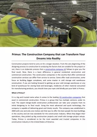 primus the construction company that
