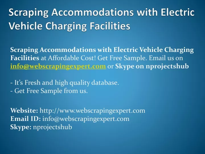 scraping accommodations with electric vehicle charging facilities