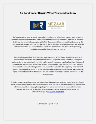 Ac Repair& Installation|mezaar.ae