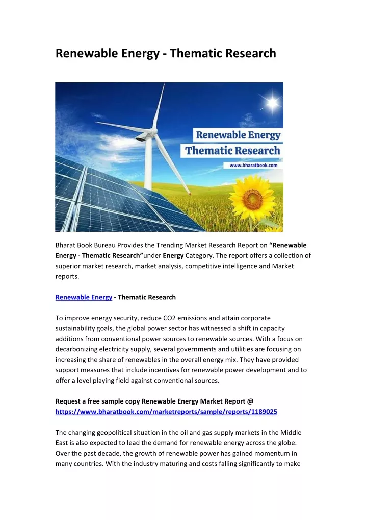 renewable energy thematic research