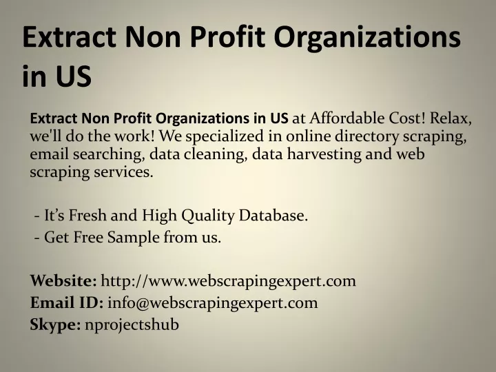 extract non profit organizations in us