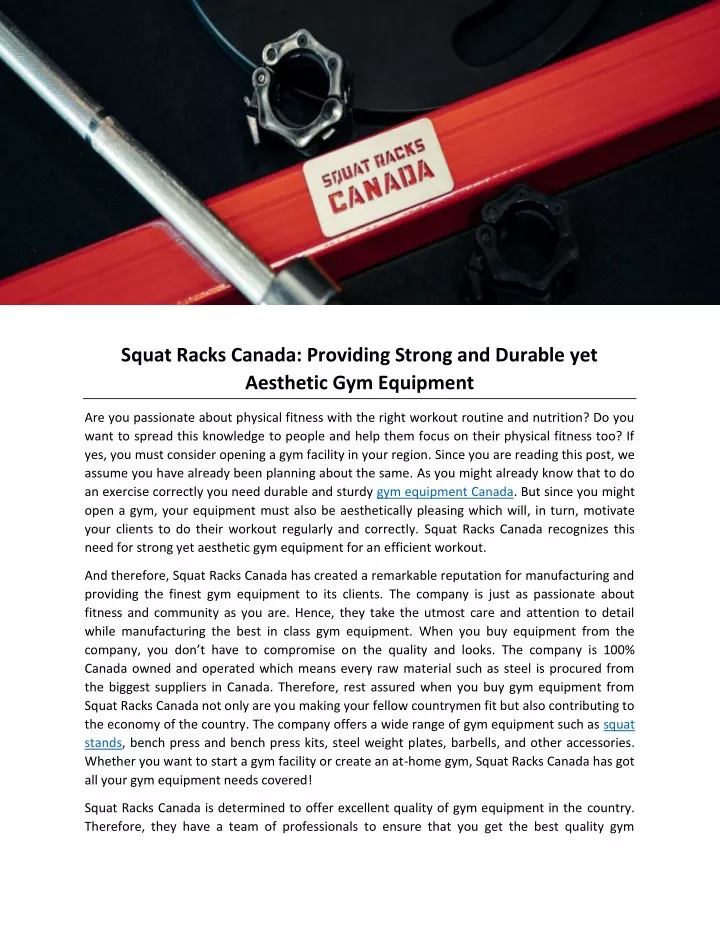 squat racks canada providing strong and durable