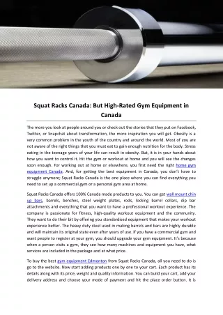 Squat Racks Canada: But High-Rated Gym Equipment in Canada