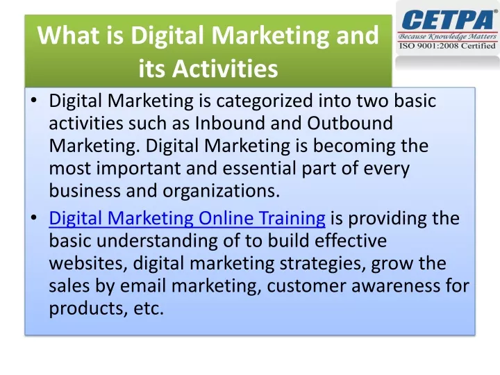 what is digital marketing and its activities
