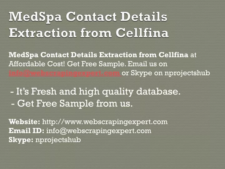 medspa contact details extraction from cellfina