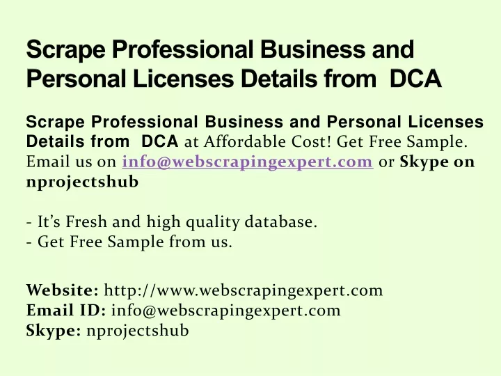 scrape professional business and personal licenses details from dca