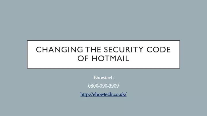 changing the security code of hotmail