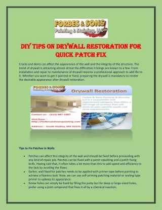 DIY Tips on Drywall Restoration for Quick Patch Fix