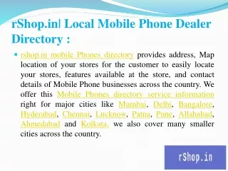 rShop.in|Mobile Phone Directory Services:
