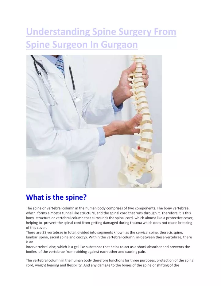 understanding spine surgery from spine surgeon in gurgaon