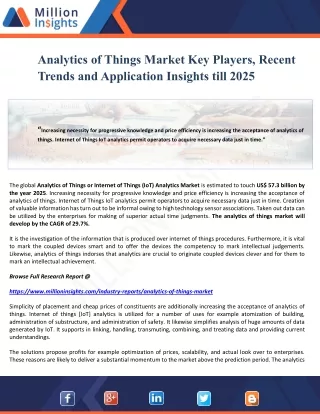 analytics of things market key players recent