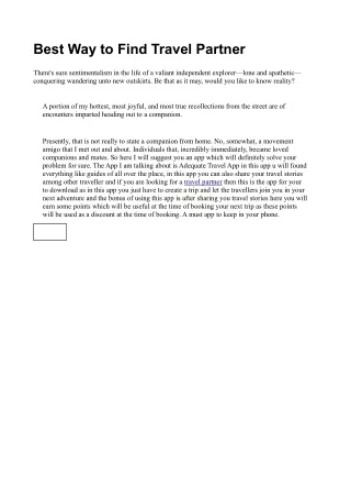 best way to find travel partner