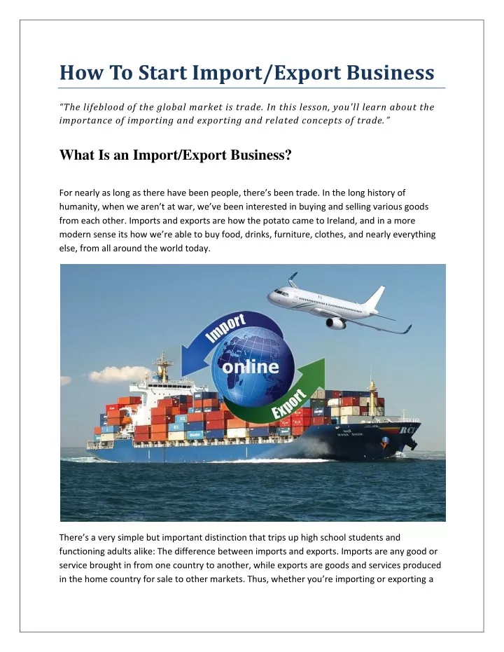 how to start import export business