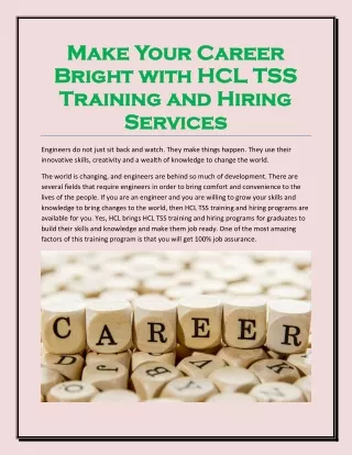make your career make your career bright with