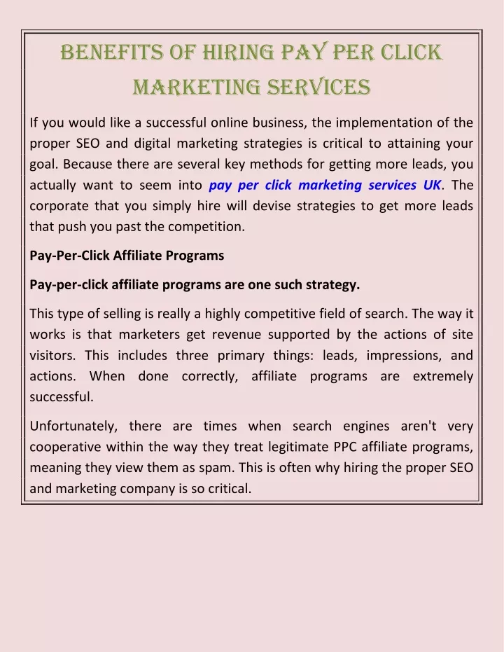 benefits of hiring pay per click marketing