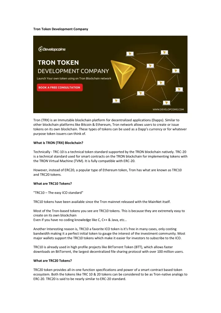 tron token development company