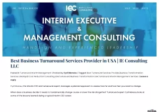 Best Business Turnaround Services Provider in USA | IE Consulting LLC