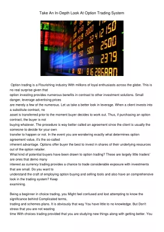take an in depth look at option trading system