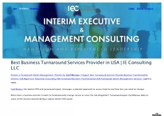 Get The Best Business Turaround Services - IE Consulting LLC