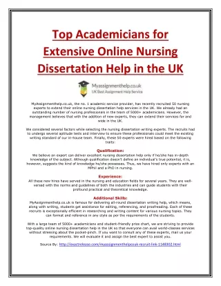 Online Nursing Dissertation Help UK