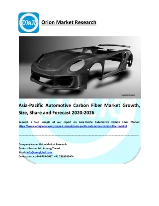Asia-Pacific Automotive Carbon Fiber Market Growth, Size, Share and Forecast 2020-2026