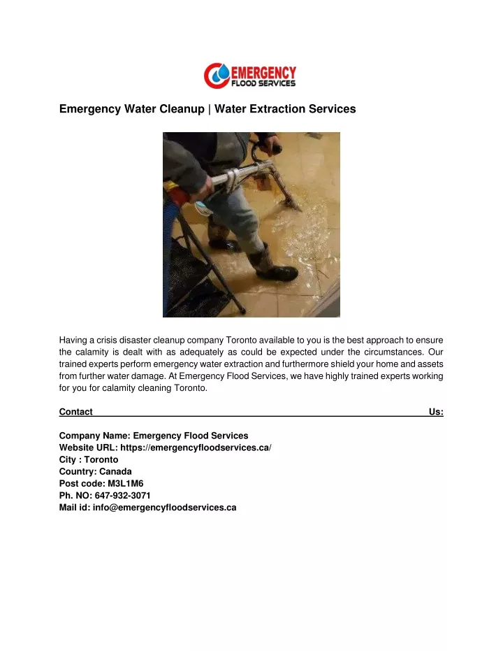 emergency water cleanup water extraction services
