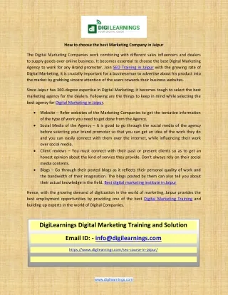 how to choose the best marketing company in jaipur